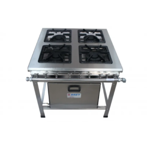 Fogão Industrial 4 Bocas Baixa Pressão Com Forno 204-F INOX Metal Brey